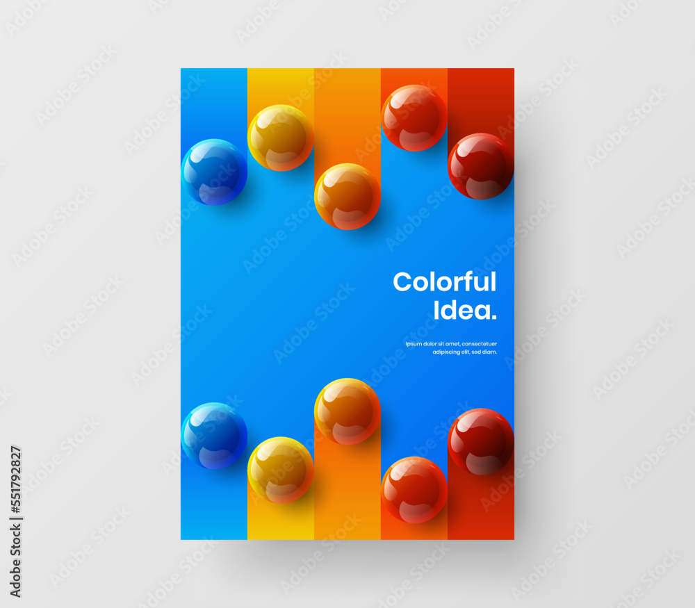 Amazing cover A4 vector design concept. Isolated 3D spheres banner layout.