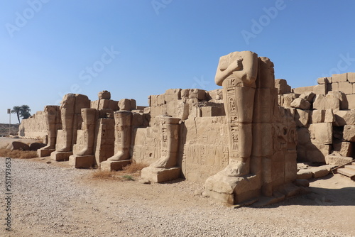 ancient statue ruins at Karnak temple in Luxor  Egypt