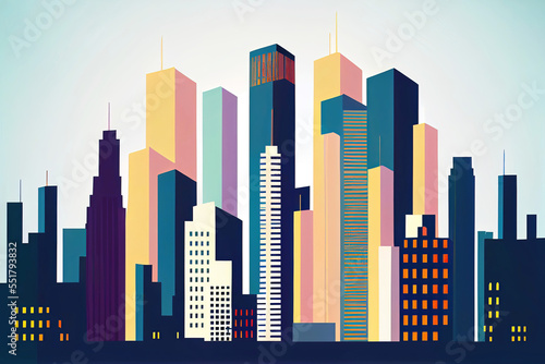 Abstract city skyline sillhouette shapes as wallpaper background illustration  Generative AI 