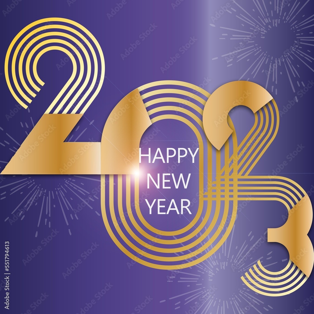 Obraz premium New Year 2023 abstract number date gold banner