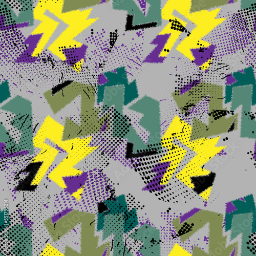 Urban abstract geometry pattern with curved geometry elements and lines