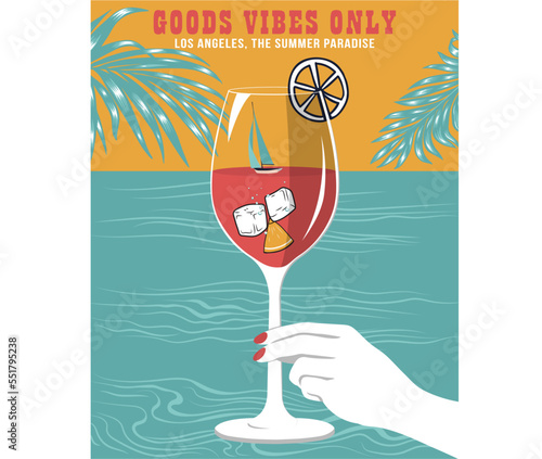 summer beach design with good vibes typography 