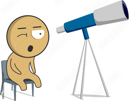 Man looking at the stars through a telescope 