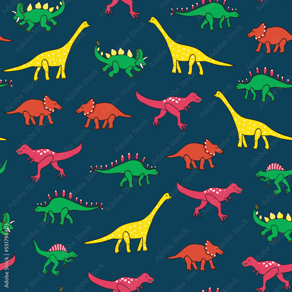 Dinosaurs doodle vector seamless pattern. Dinosaurs doodle vector seamless pattern.