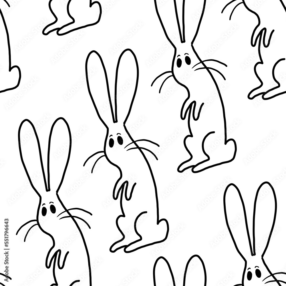 Obraz premium seamless abstract pattern background fabric design print wrapping paper digital illustration texture wallpaper with bunny rabbit