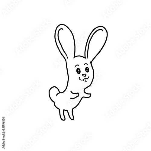 black and white coloring digital illustration print with funny rabbit bunny 