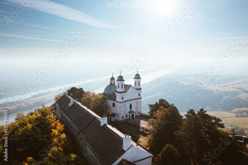 Canvas Print Leopoldsbergkirche at the Leopoldsberg in Vienna, Austria
