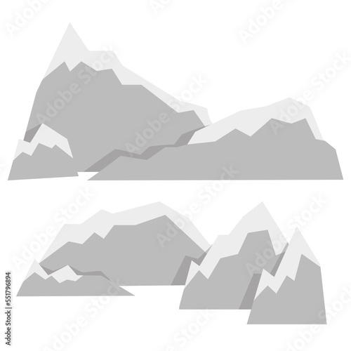 Fototapeta Naklejka Na Ścianę i Meble -  Set of big and long gray mountains with snow