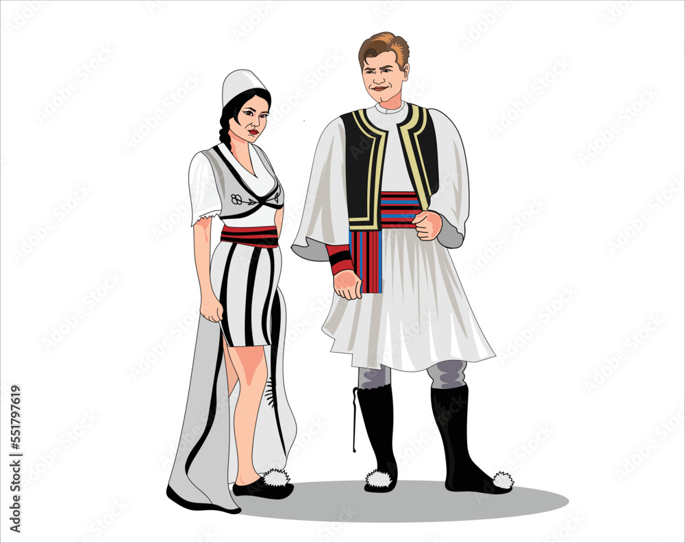 Albania culture, a couple of Albania vector illustration Albania culture, a couple of Albania vector illustration