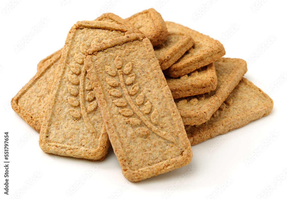 Cookies made of whole grain cereals on a white background Cookies made of whole grain cereals on a white background