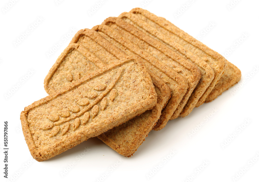 Cookies made of whole grain cereals on a white background Cookies made of whole grain cereals on a white background