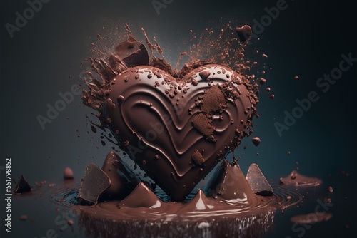 Chocolate heart splashes Royalty-free fictitious generative AI artwork that doesn't exist in real life. 