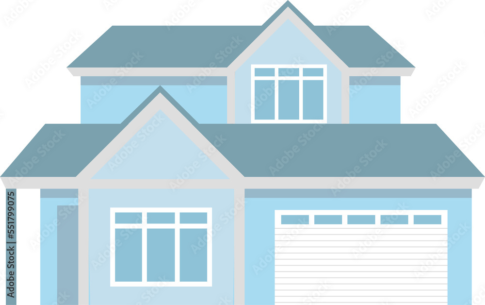 Comfortable cottage for family members semi flat color raster object. Two story house. Full sized item on white. Simple cartoon style illustration for web graphic design and animation