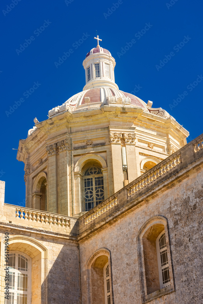 Dome of the baroque cathedral of Rabat , Malta