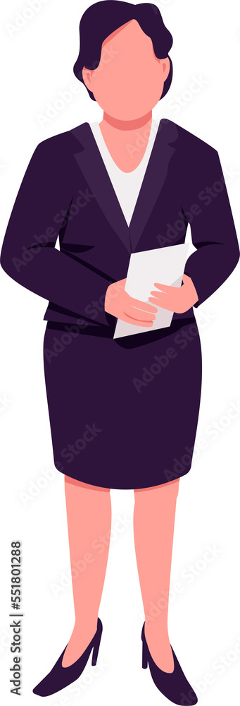 Female television show host semi flat color raster character. Posing figure. TV program. Full body person on white. Simple cartoon style illustration for web graphic design and animation Female television show host semi flat color raster character. Posing figure. TV program. Full body person on white. Simple cartoon style illustration for web graphic design and animation
