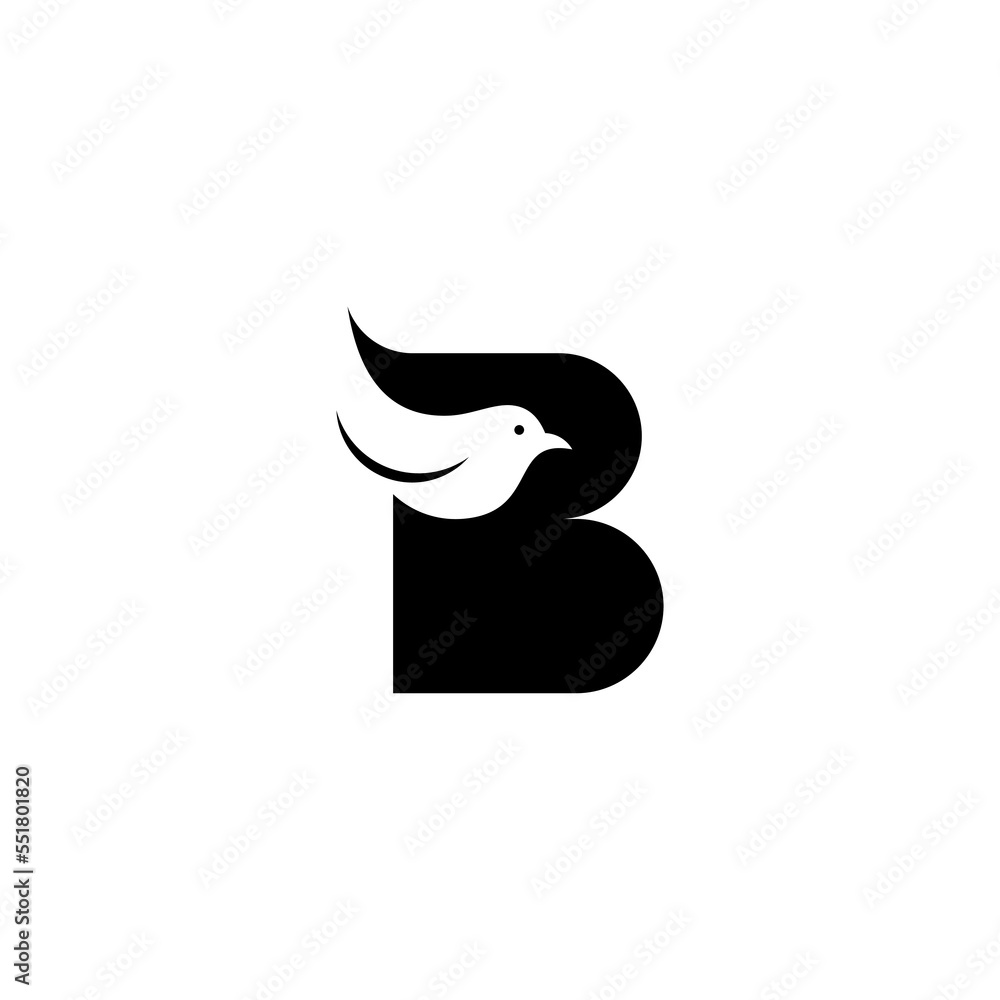 Initial letter b with bird shape inside logo Vector Initial letter b with bird shape inside logo Vector