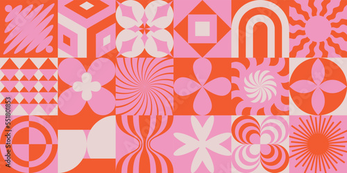 Vector minimal geometric illustrations set - trendy abstract aesthetic minimal compositions, prints, frames and graphic design elements