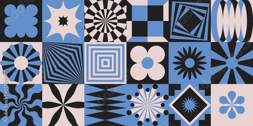 Vector minimal geometric illustrations set - trendy abstract aesthetic minimal compositions, prints, frames and graphic design elements