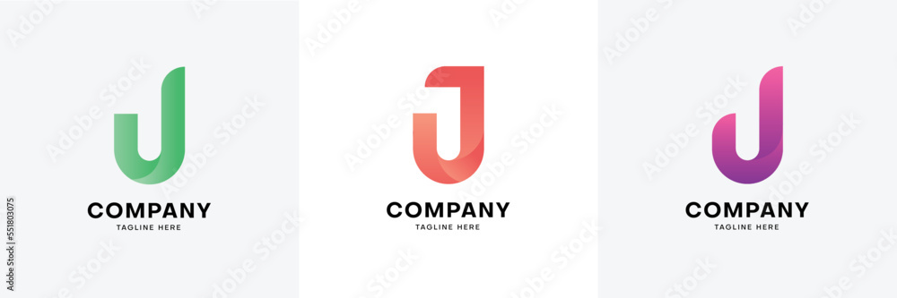 Letter j initial colourful gradient logo template collection Letter j initial colourful gradient logo template collection