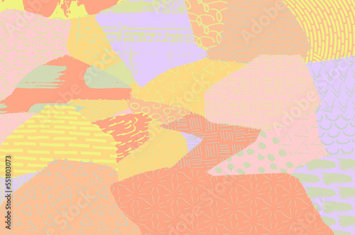 Abstract black strokes, Hand sketched Vector Pattern. Retro abstract pattern in geometric style. Abstract multicolored geometric pattern.	
