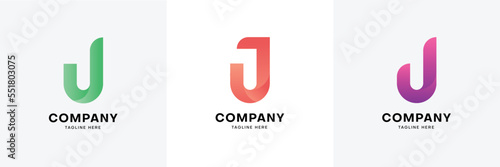 Letter j initial colourful gradient logo template collection