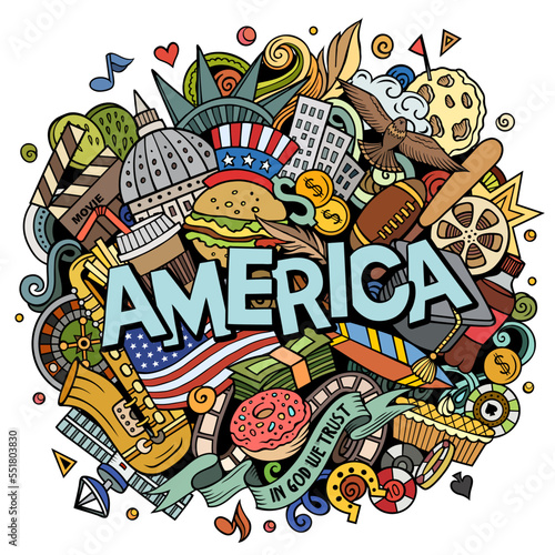 America hand drawn cartoon doodle illustration. © balabolka