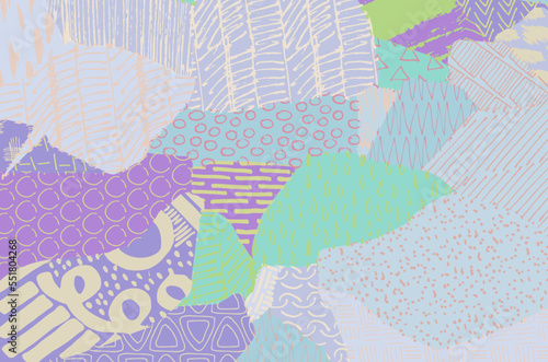 Abstract black strokes, Hand sketched Vector Pattern. Retro abstract pattern in geometric style. Abstract multicolored geometric pattern.	
