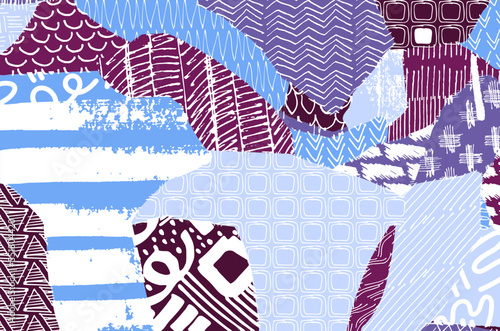 Abstract black strokes, Hand sketched Vector Pattern. Retro abstract pattern in geometric style. Abstract multicolored geometric pattern.	
