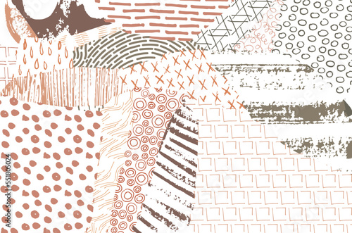 Abstract black strokes, Hand sketched Vector Pattern. Retro abstract pattern in geometric style. Abstract multicolored geometric pattern.	

