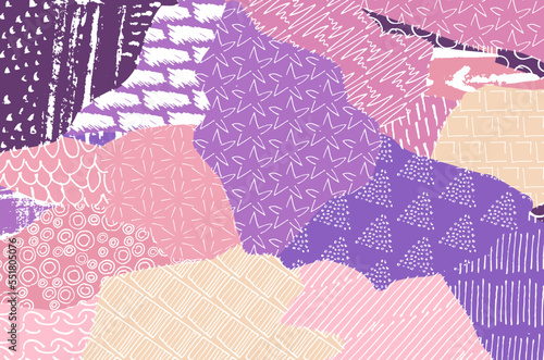 Abstract black strokes, Hand sketched Vector Pattern. Retro abstract pattern in geometric style. Abstract multicolored geometric pattern.	

