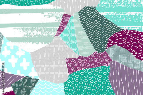 Abstract black strokes, Hand sketched Vector Pattern. Retro abstract pattern in geometric style. Abstract multicolored geometric pattern.	
