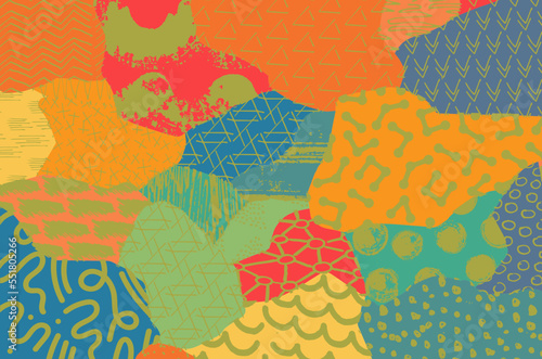 Abstract black strokes, Hand sketched Vector Pattern. Retro abstract pattern in geometric style. Abstract multicolored geometric pattern.	
