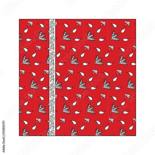 red paisley handkerchief pattern.