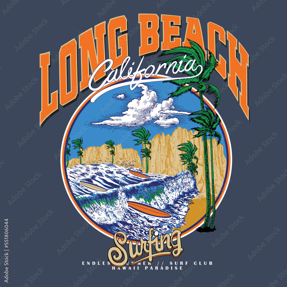 Summer Graphics print for Long Beach California surfing, A collection of vintage, modern, hand drawn and clean vector surf designs. Summer vibes tropical graphic print design for t shirt, poster. Summer Graphics print for Long Beach California surfing, A collection of vintage, modern, hand drawn and clean vector surf designs. Summer vibes tropical graphic print design for t shirt, poster.