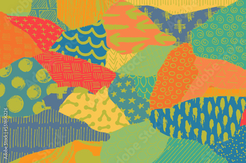 Abstract black strokes, Hand sketched Vector Pattern. Retro abstract pattern in geometric style. Abstract multicolored geometric pattern.	
