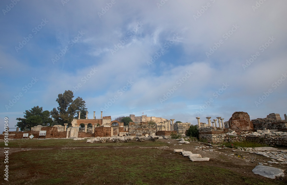  Ayasuluk Castle on Ayasuluk Hill in Selcuk town, Ephesus, Turkey