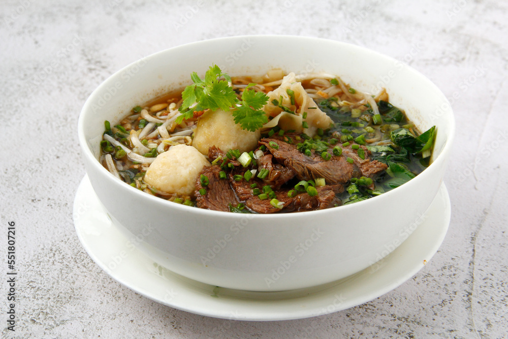 Freshly cooked Thai food called Mxed Thai Noodle soup Freshly cooked Thai food called Mxed Thai Noodle soup