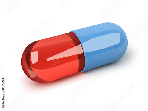 Vector realistic capsule pill isolated on white background. 3d vector capsule