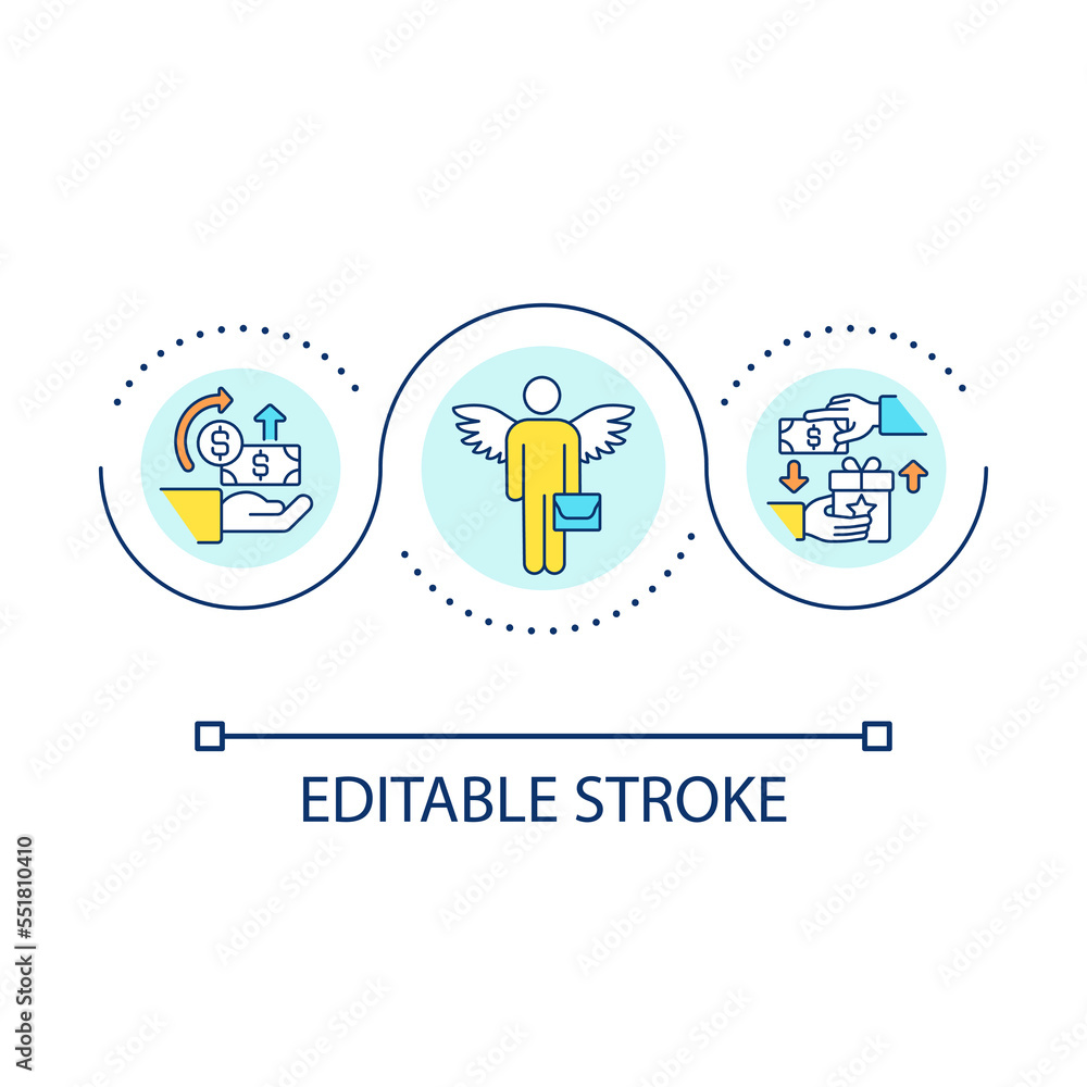 Investor gain loop concept icon. Profitable business deal. Generate income. Finance growth. Mutual fund abstract idea thin line illustration. Isolated outline drawing. Editable stroke. Arial font used Investor gain loop concept icon. Profitable business deal. Generate income. Finance growth. Mutual fund abstract idea thin line illustration. Isolated outline drawing. Editable stroke. Arial font used