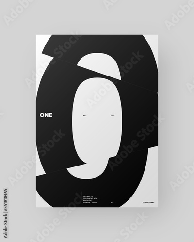 Abstract Poster Design. Vertical A4 format. Modernism brochure. Refraction and Distortion Glass Effect. Chopped, cut, glitch, broken letter composition.