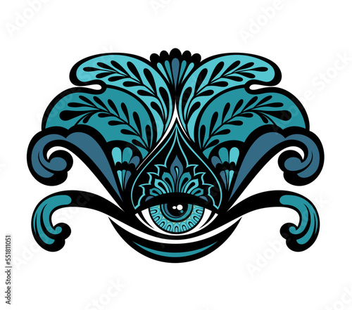 All seeing eye  symbol tattoo. Vision of Providence emblem. Vector illustration.