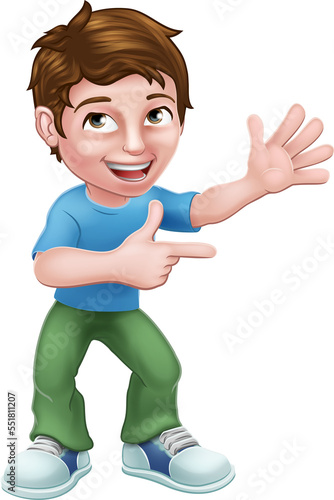 Kid Cartoon Boy Child Pointing