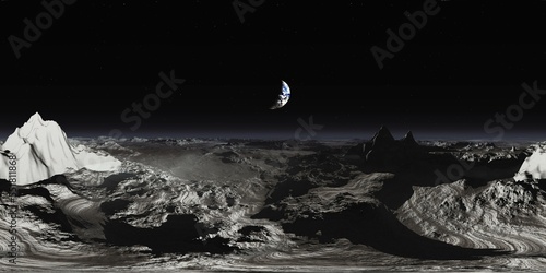 Lunar landscape. HDRI . equidistant projection. Spherical panorama. panorama 360. environment map, 3d rendering