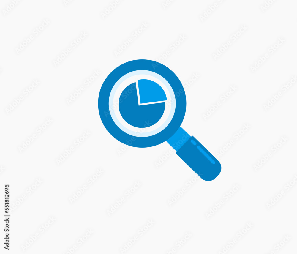 Analytics diagram and magnifier vector icon Analytics diagram and magnifier vector icon