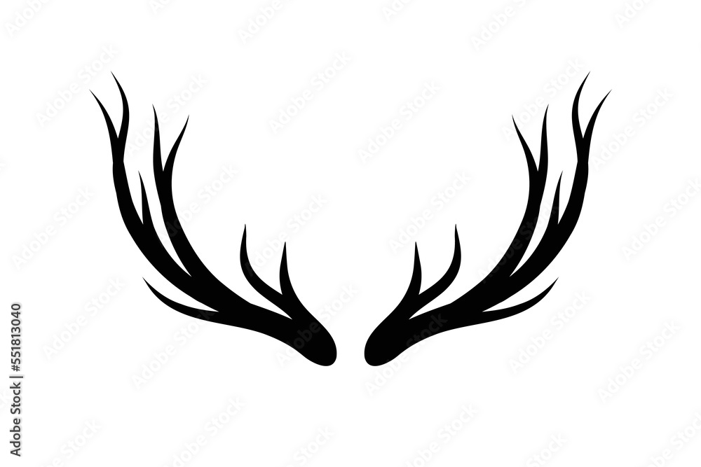 vector hand drawn deer antlers