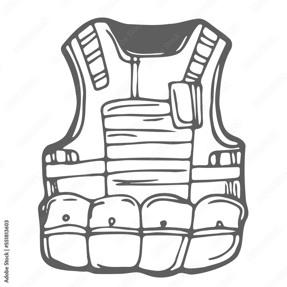 Vetor de Soldier Vest Icon Silhouette Illustration. Body Armor Vector  Graphic Pictogram Symbol Clip Art. do Stock | Adobe Stock