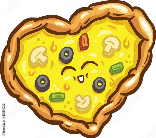 Cute Cartoon Pizza Slice Character With Cheesy Toppings in Vector Illustration