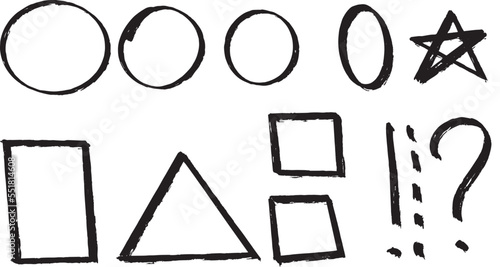 Vector circle, square, sign. The black line.
