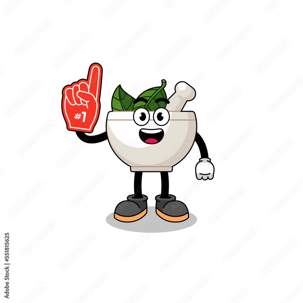 Cartoon mascot of herbal bowl number 1 fans