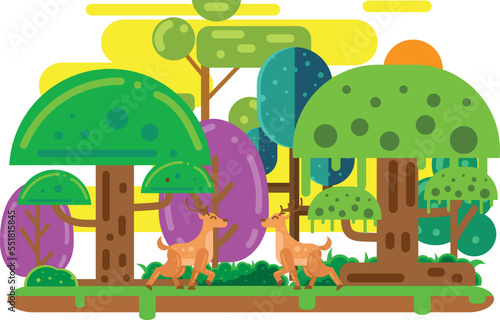 Savanna illustration with flat design